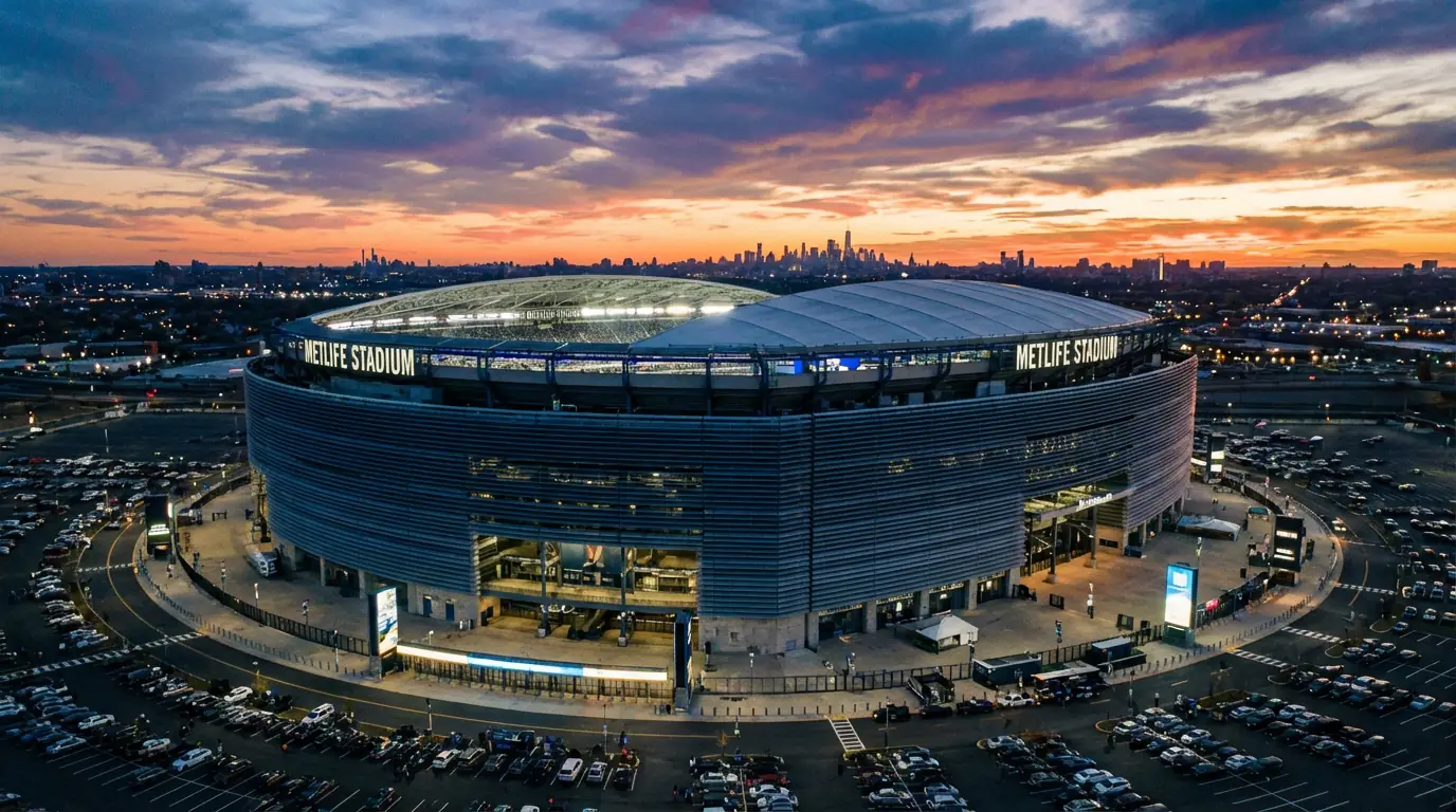 MetLife Stadium zu East Rutherford, New Jersey - Plaz vum WM 2026 Finall